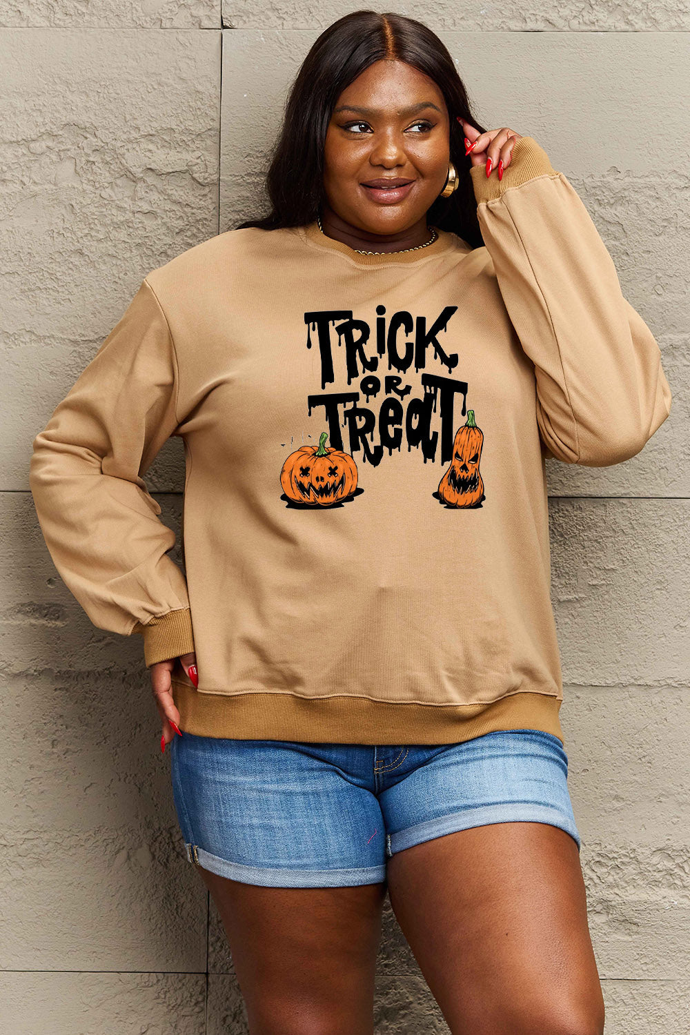 Simply Love Full Size TRICK OR TREAT Graphic Sweatshirt