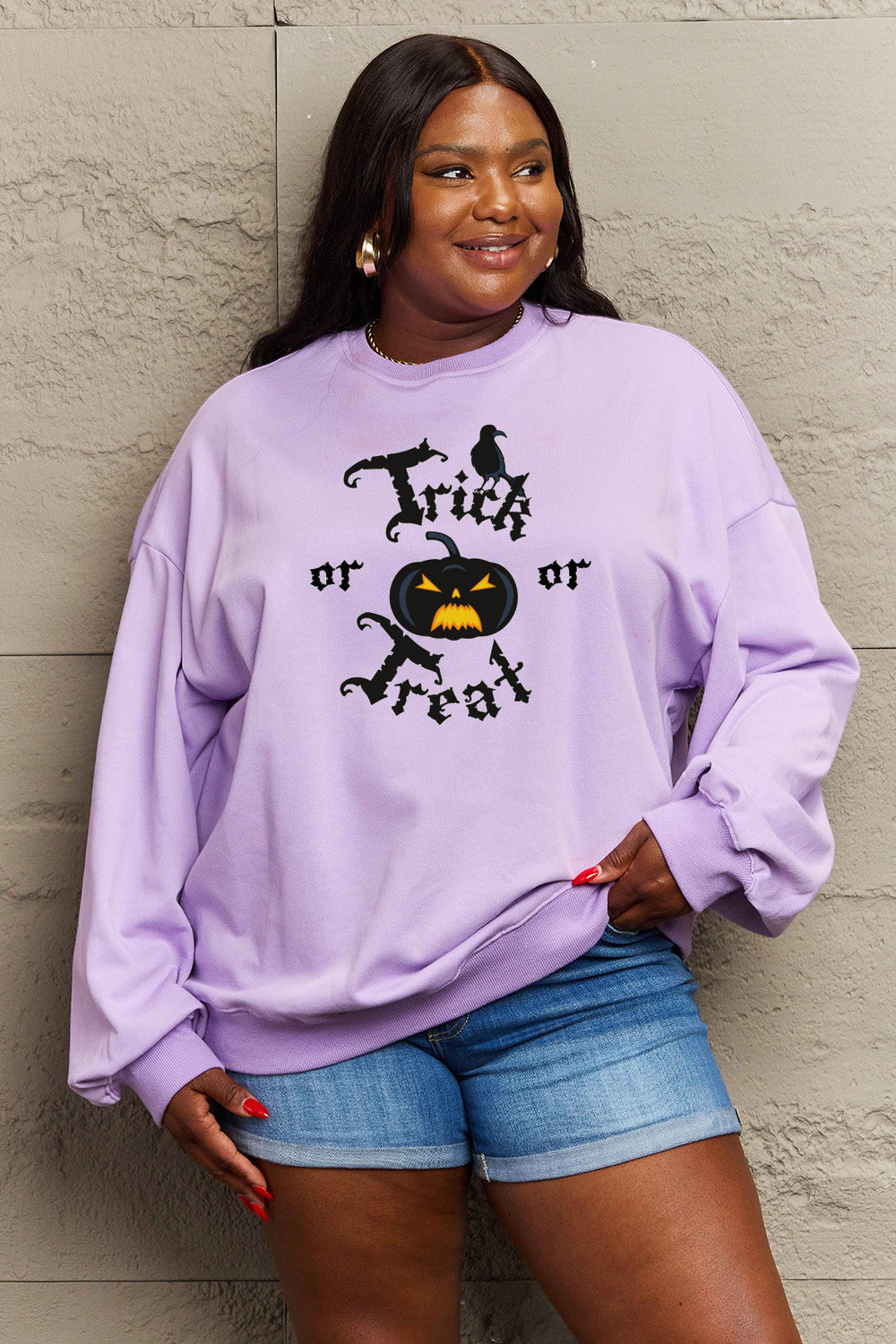 Simply Love Full Size TRICK OR TREAT Graphic Sweatshirt