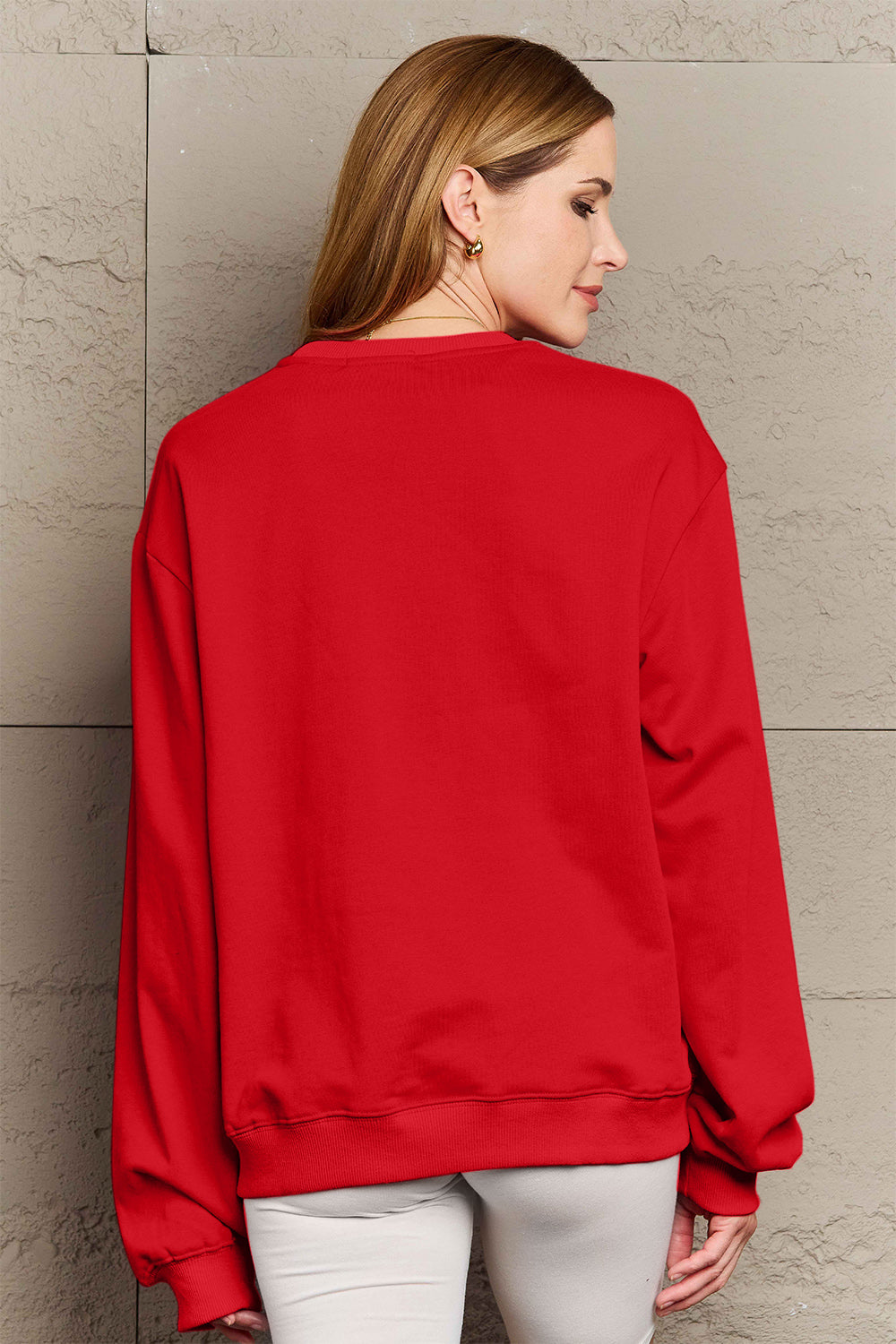 Simply Love Full Size SANTA'S FAVORITE Round Neck Sweatshirt