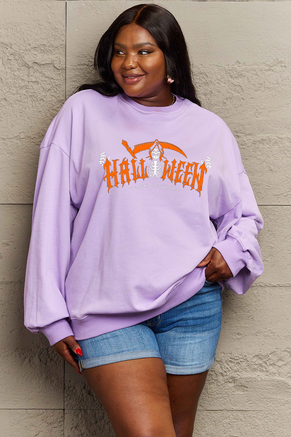 Simply Love Full Size HALLOWEEN TRICK OR TREAT Graphic Sweatshirt