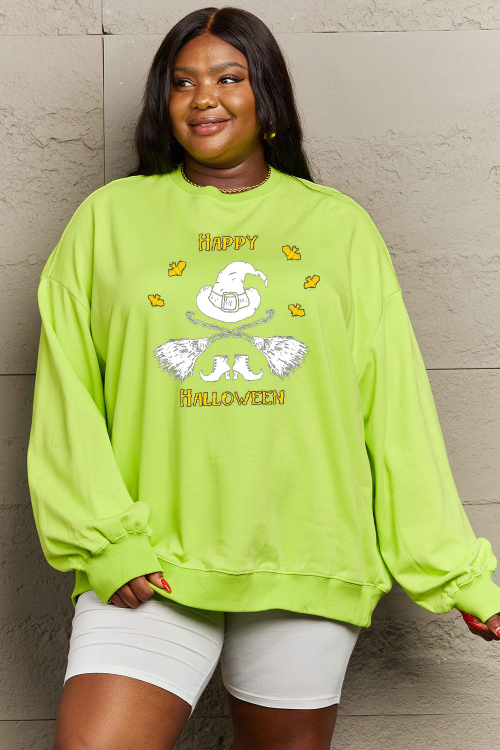 Simply Love Full Size HAPPY HALLOWEEN Graphic Sweatshirt