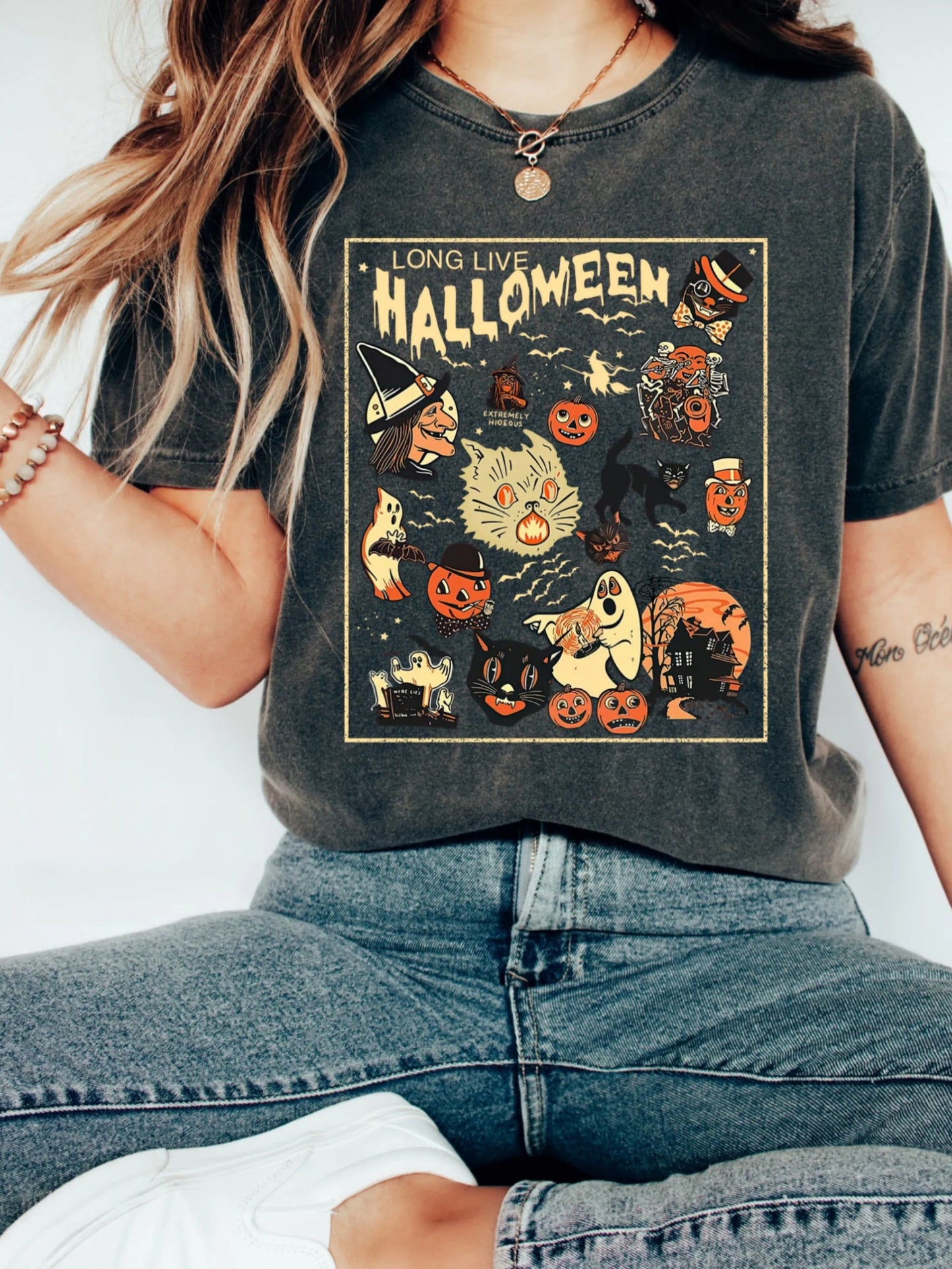 Halloween Print Crew Neck T-shirt, Short Sleeve Casual Top For Summer & Spring, Women's Clothing