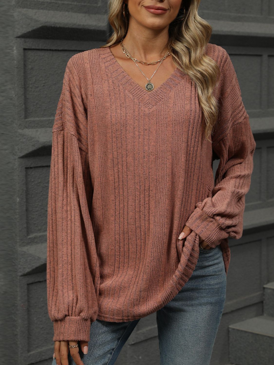 V-Neck Long Sleeve T-Shirt