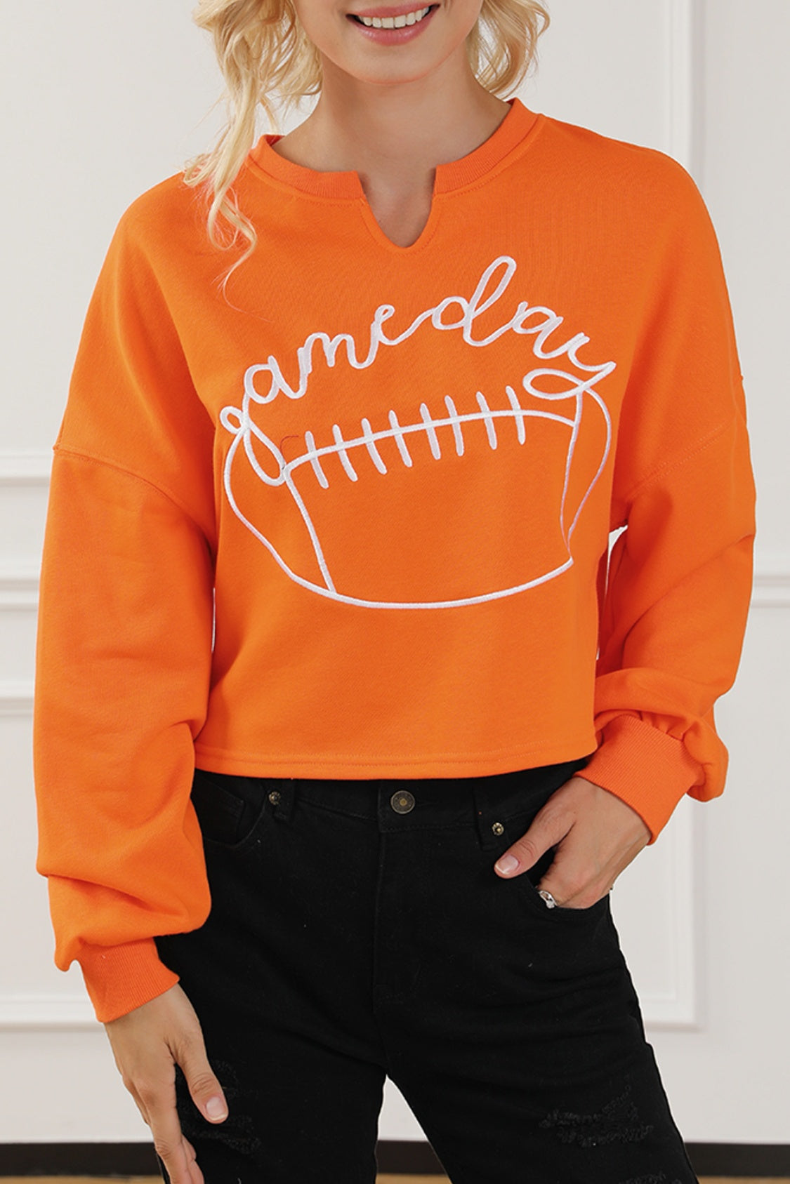 GAME DAY Football Graphic Notched Sweatshirt