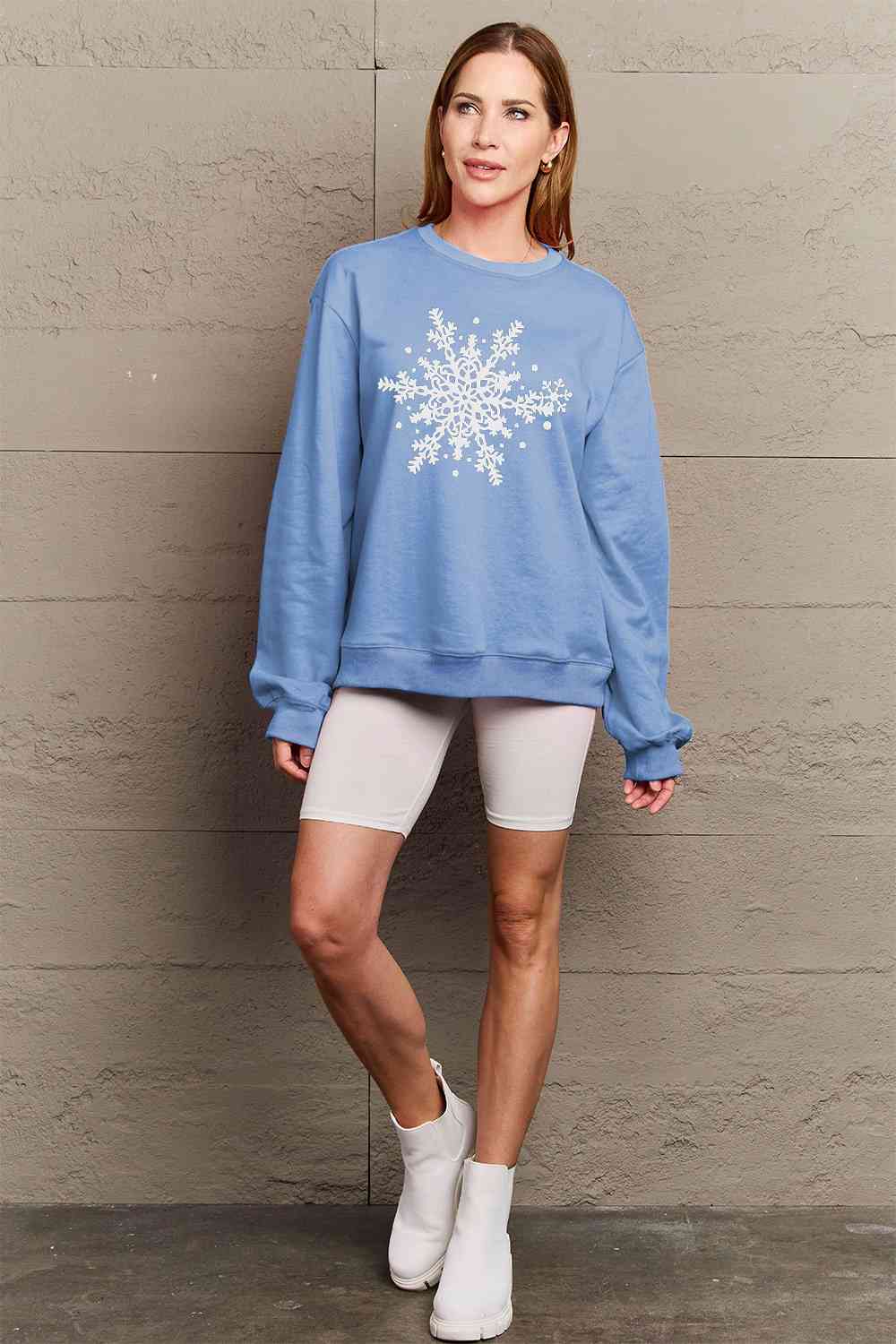 Simply Love Full Size Snowflake Graphic Sweatshirt