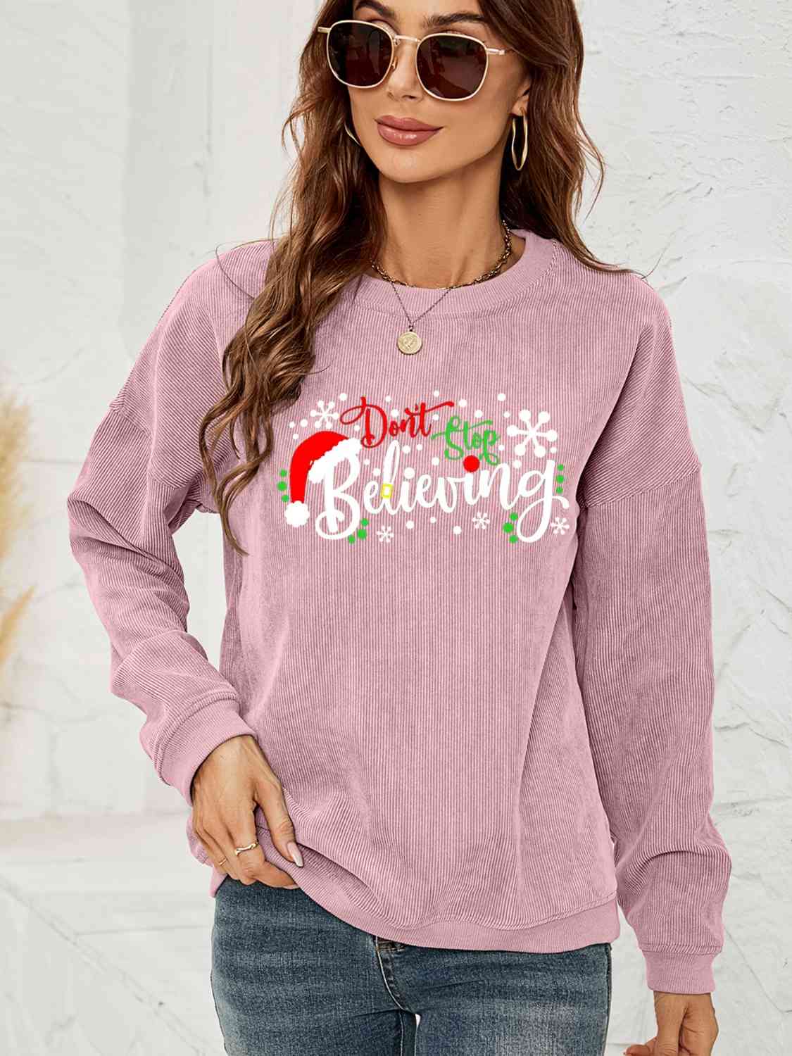 DON'T STOP BELIEVING Graphic Sweatshirt