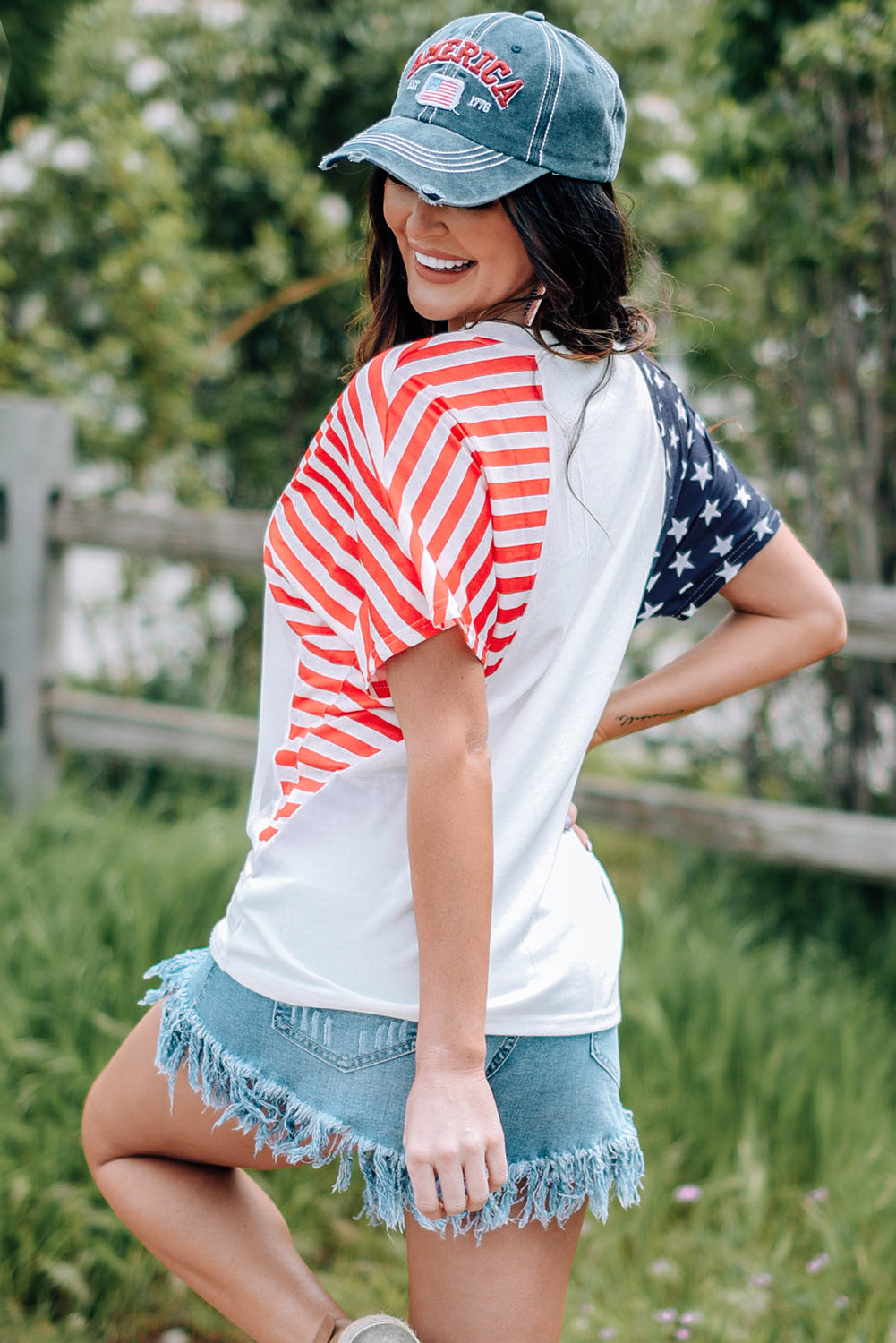 US Flag V-Neck Tee Shirt