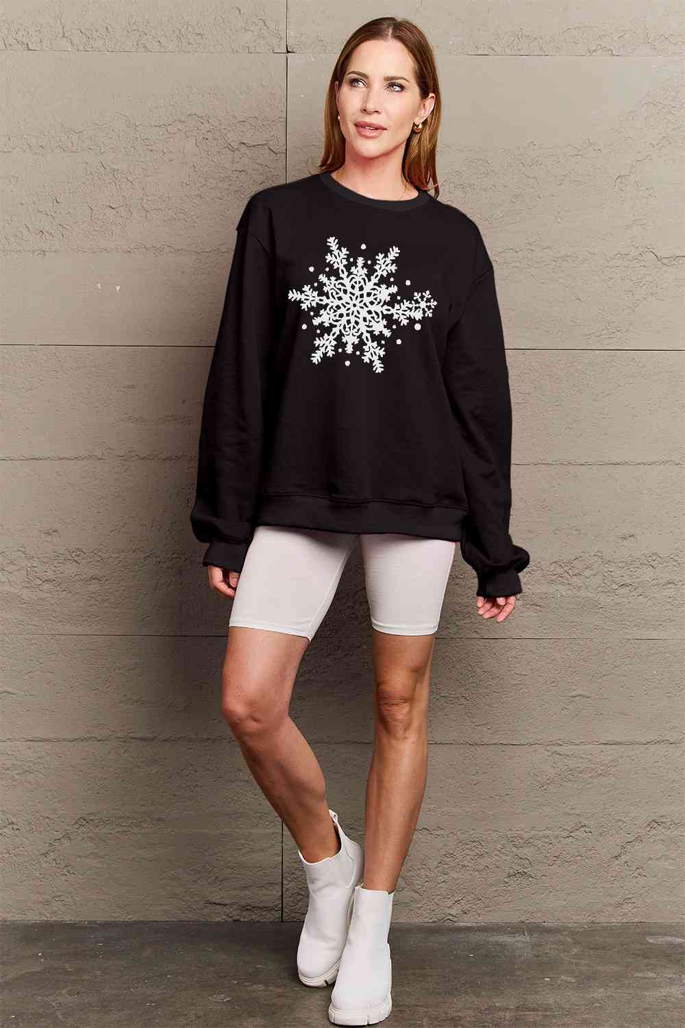 Simply Love Full Size Snowflake Graphic Sweatshirt